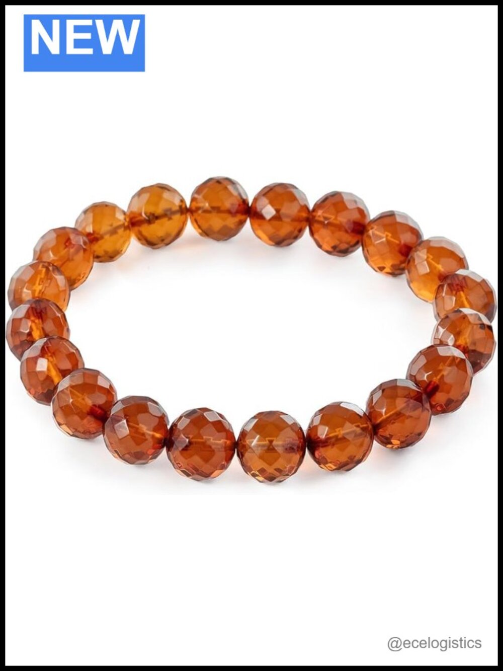 Natural Baltic Amber Stretch Bracelet Faceted Cube Beads Unisex Gift